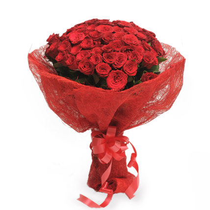 20 Red Roses in Jute Paper Packing