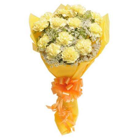 15 Yellow Carnations Bunch