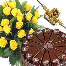 Rakhi with Flowers N Cake C1657