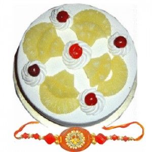 Rakhi with Half Kg Pineapple Cake C1656