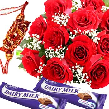 Rakhi Medium Pack with Rose and CadburyC1081