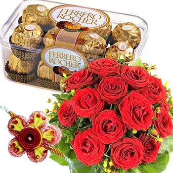 Rakhi Medium Pack Flower n Chocolate C1079