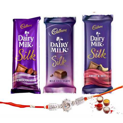 3 Dairy Milk Silk Chocolates with a Designer Rakhi