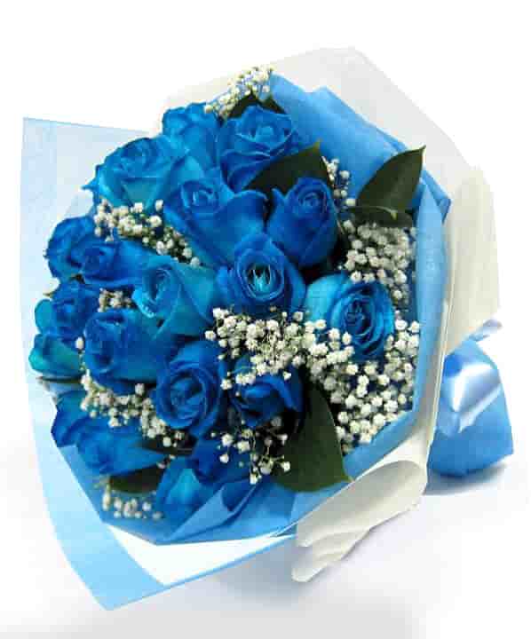 15 blue rose bunch