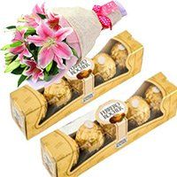 Ferrero Chocolates and Lillies Bunch