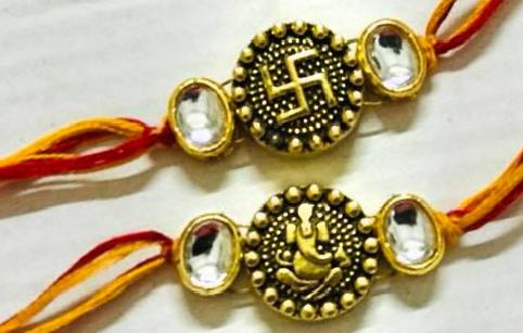 Swastik and Ganesha Rakhi Pair