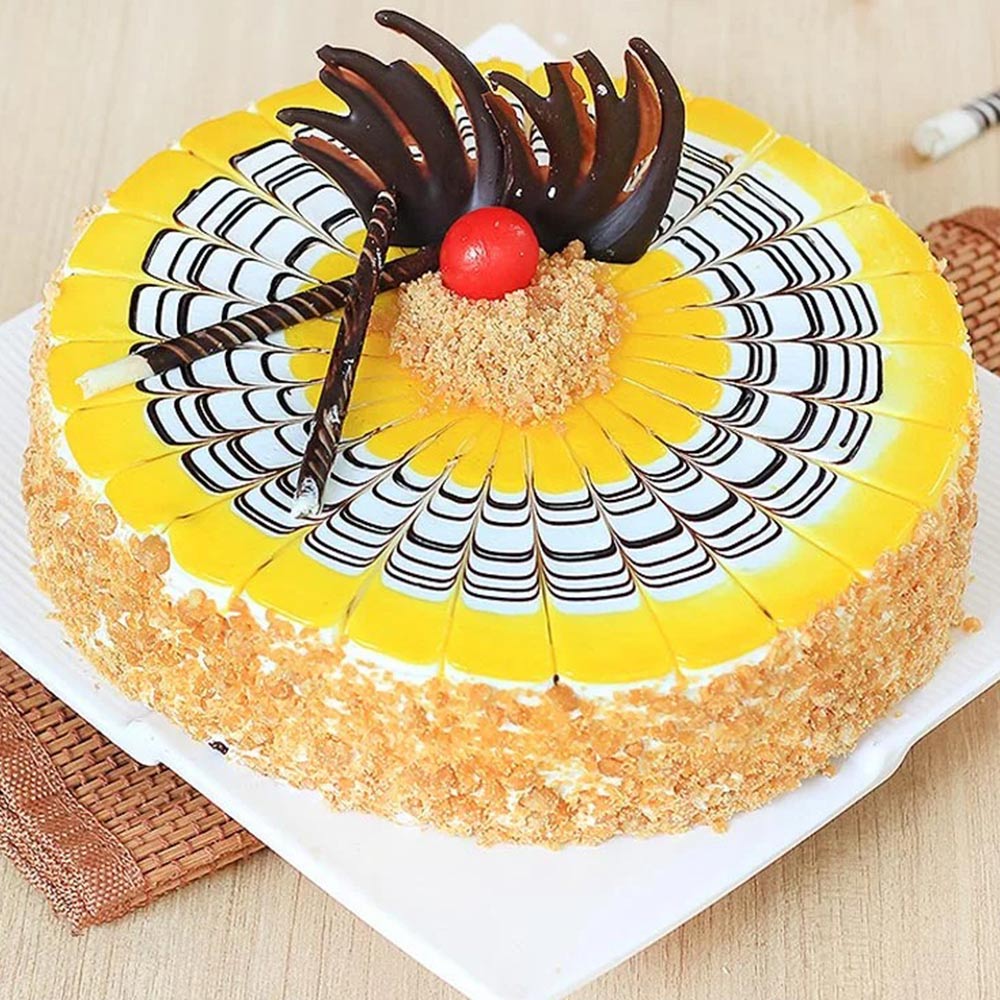 Butterscotch Cake With Chocolate Garnish