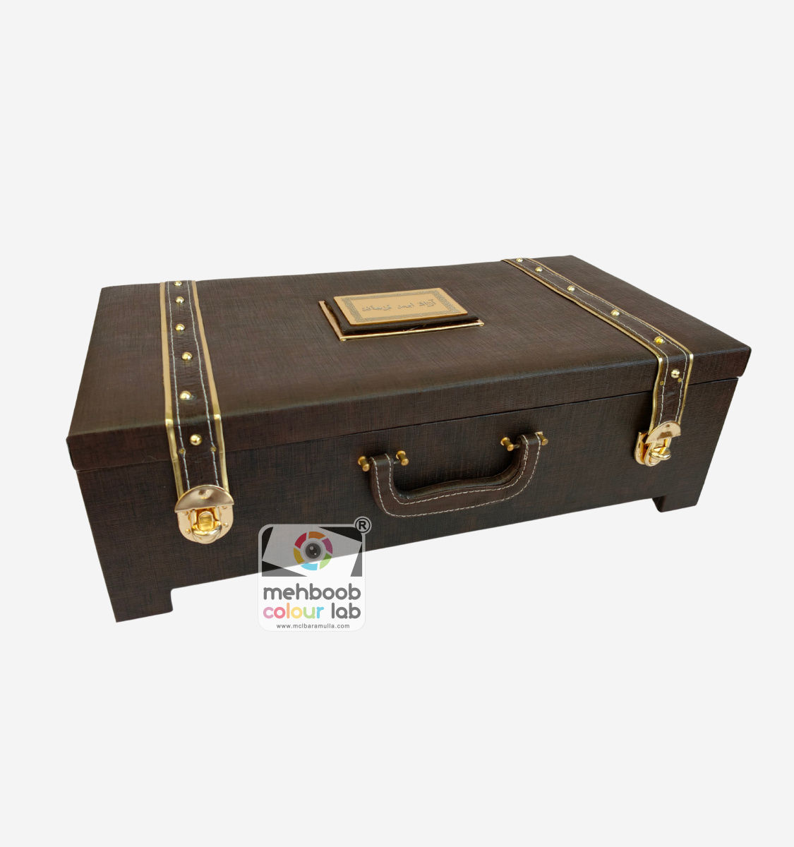 Royal Brown Leatherette Gold-Trimmed