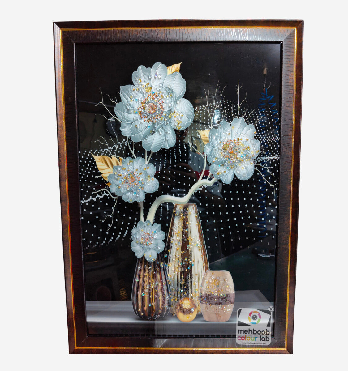 Blue Floral Vase Wall Decor Frame