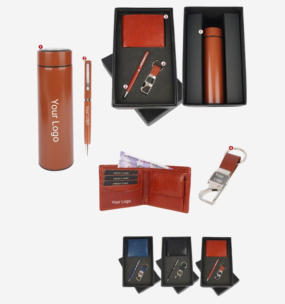 Customised Bottle with Pen and Keychain