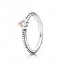 PANDORA Synthetic Pink Sapphire Heart Love Ring JSP1419 In Sterling Silver