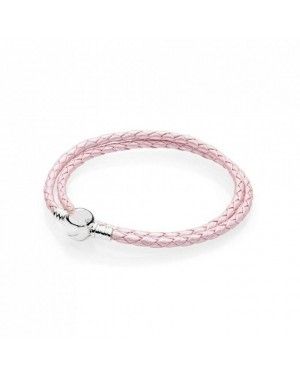 Pandora Moments Double Woven Leather Bracelet, Pink 590745CMP-D