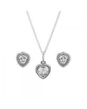 PANDORA Love Heart Jewellery Set JSP0055 With Pave CZ 