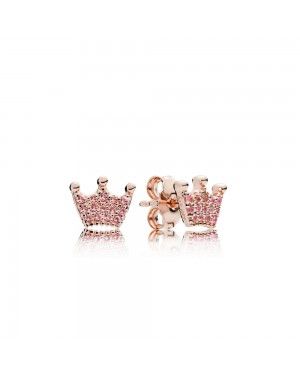 Pandora Pink Enchanted Crowns Stud Earrings 287127NPO