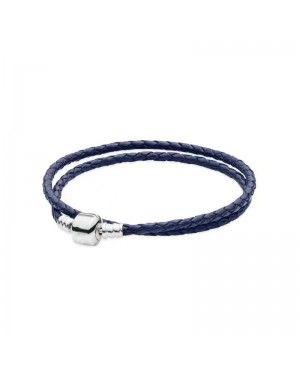 PANDORA And Dark Blue Double Bracelet JSP1125 In Leather