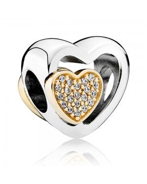 PANDORA Two Hearts In One Love Charm JSP0812 In Gold