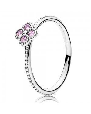 PANDORA Oriental Blossom Pink Floral Ring JSP1365 With Pave CZ 