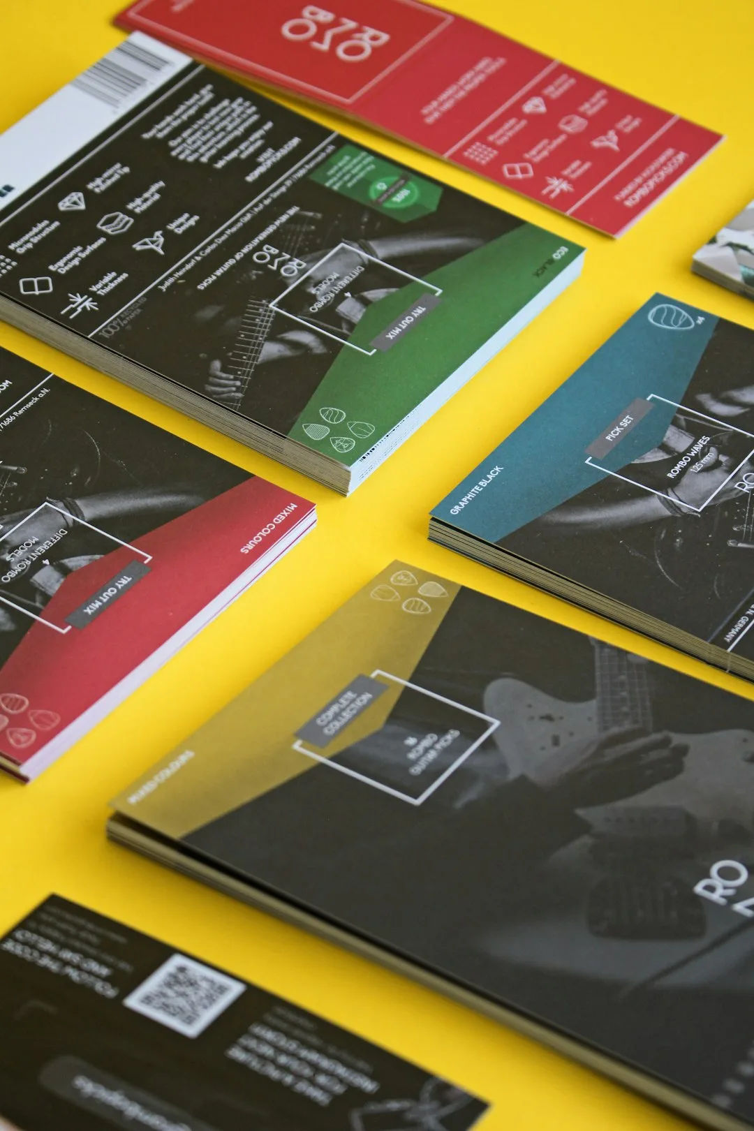 Printed brochures and flyers laid out on a table