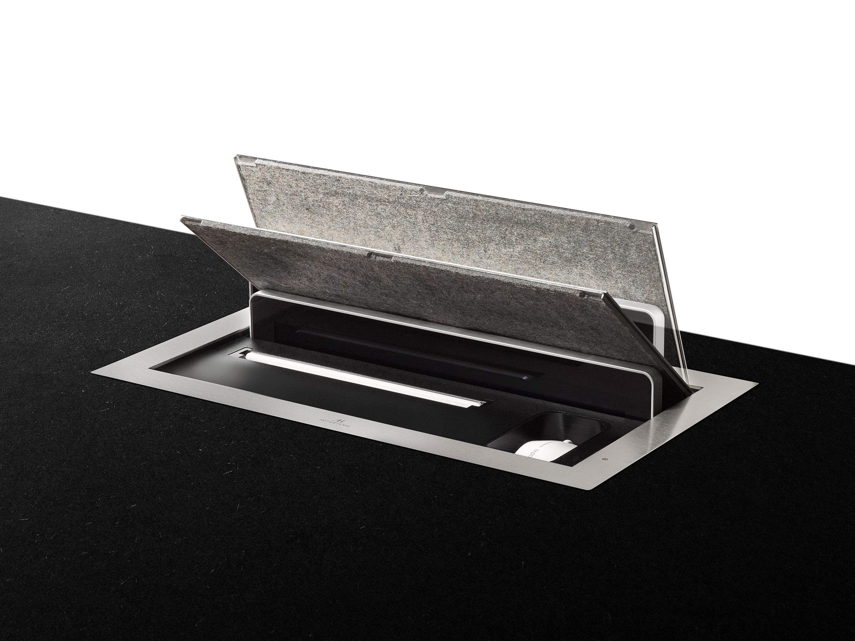 Arthur Holm AH17DX2KM | HDCP compliant vertically retractable aluminium 17,3" Full HD monitor, 20° automatic inclination.