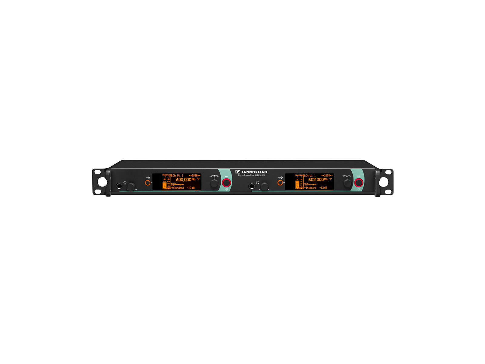 Sennheiser SR 2050 IEM-AW+ | 2-Kanal Stereo-Sender, HDX, Ethernet, 19" / 1HE,, 100 - 240 VAC, inkl. Stabantennen, FQ 470-558 MHz