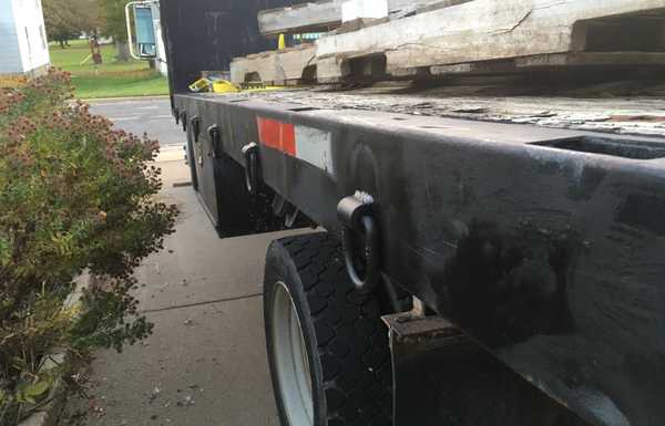 Added on tie-down loops to help secure loads to this massive flatbed, bad part is the bed is 50" off the ground so it's a climb to get into.