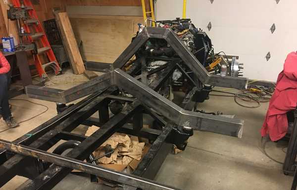 Crossmembers to support the body. Keeping it as low as possible created a lot of fab work. In the end there is no suspension lift, 35” tires with 19” front travel. Big sway bar on the rear, corners like a car and smashes thru the potholes. Speed bumps are nearly imperceptible at any speed. Till the rear tires hit it…. Crossmembers to support the body. Keeping it as low as possible created a lot of fab work. In the end there is no suspension lift, 35” tires with 19” front travel. Big sway bar on the rear, corners like a car and smashes thru the potholes. Speed bumps are nearly imperceptible at any speed. Till the rear tires hit it….