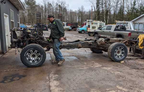 Blue body removed, Tony inspecting