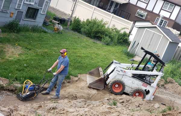 Ground prep for retaining wall. Ground prep for retaining wall.