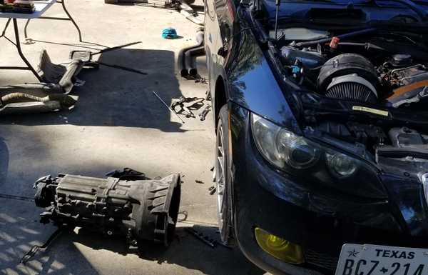 One of the many times the transmission has been out. That time was denial the motor was rod knocking and I was hoping it was just loose flywheel bolts One of the many times the transmission has been out. That time was denial the motor was rod knocking and I was hoping it was just loose flywheel bolts