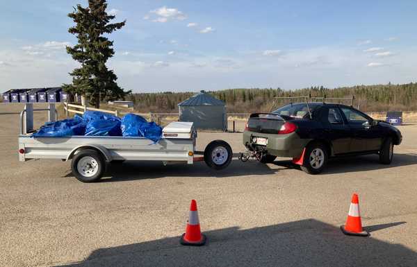 Hauling a load of garbage to the local transfer station, pulls a small trailer really nice.