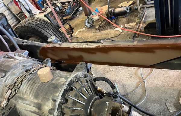 Welded, and painted with left over paints to keep it from rusting till I can get some more black paint. Welded, and painted with left over paints to keep it from rusting till I can get some more black paint.