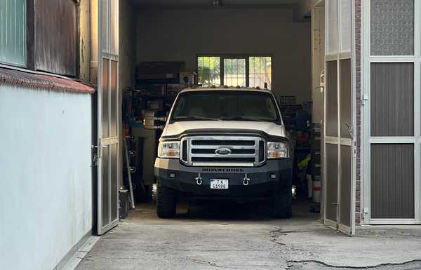 At home in the garage.