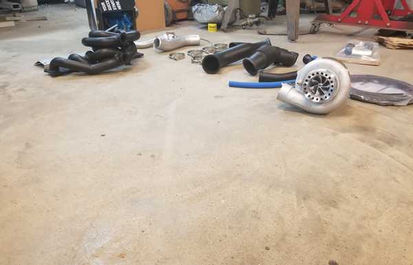 Turbo kit as I first got it and laid out all the parts Turbo kit as I first got it and laid out all the parts