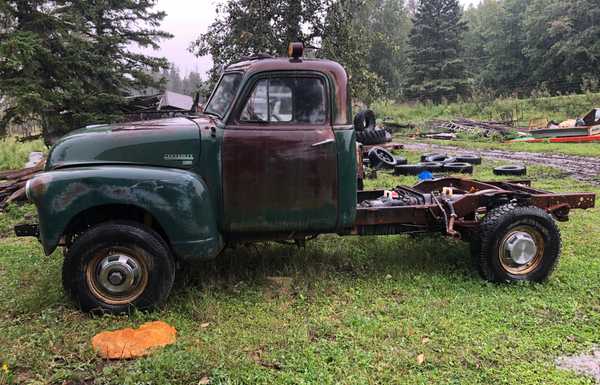 How I found it. 51 Chev on a 89 W250 frame with a 5.9 Cummins non intercooled