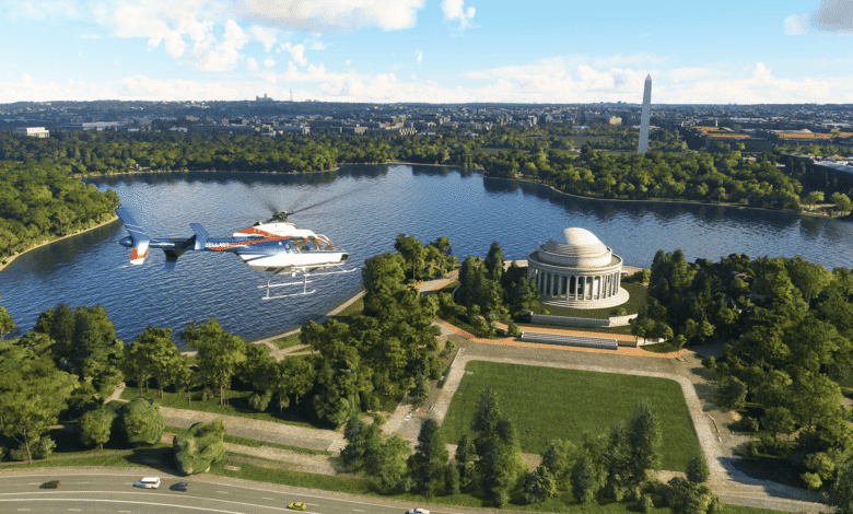 Helicopter over washington D.C.