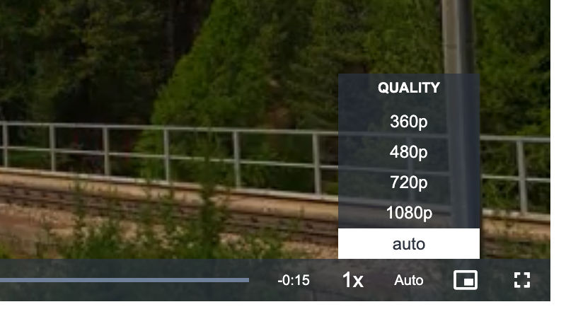 Quality-level selector for HLS streaming in Video.js