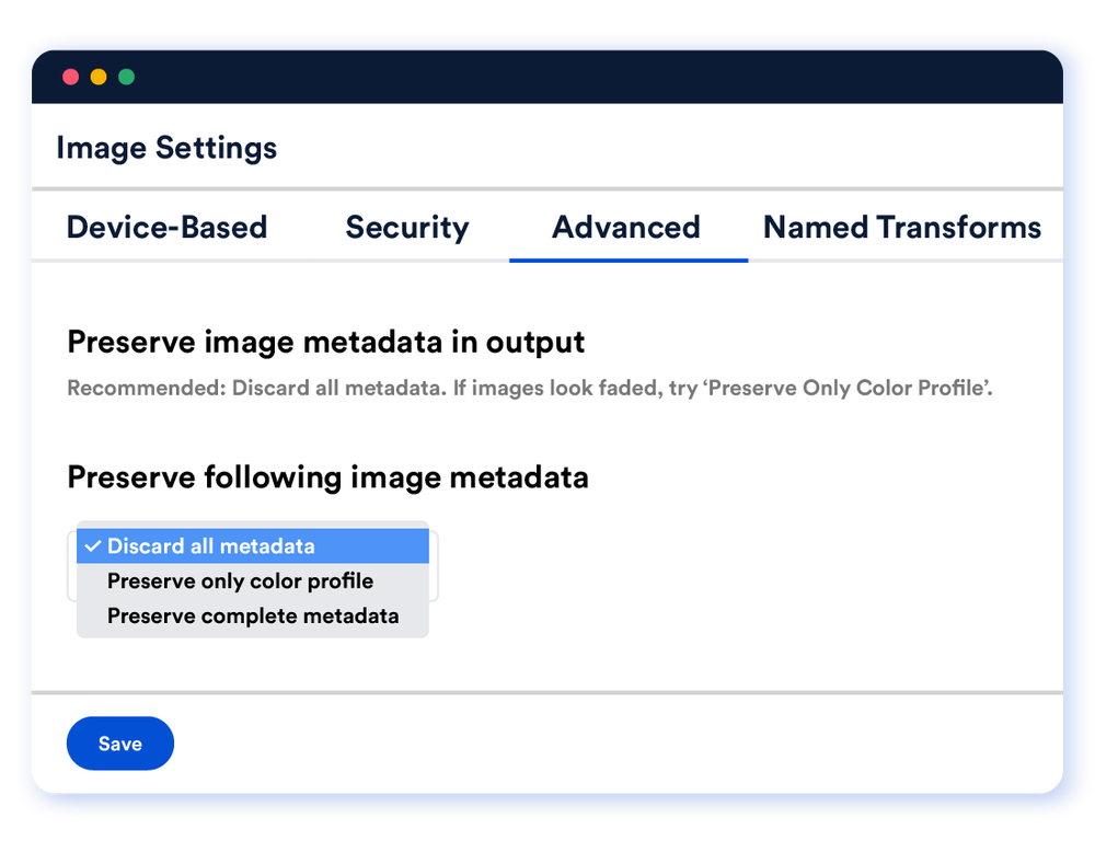 Default metadata handling controls