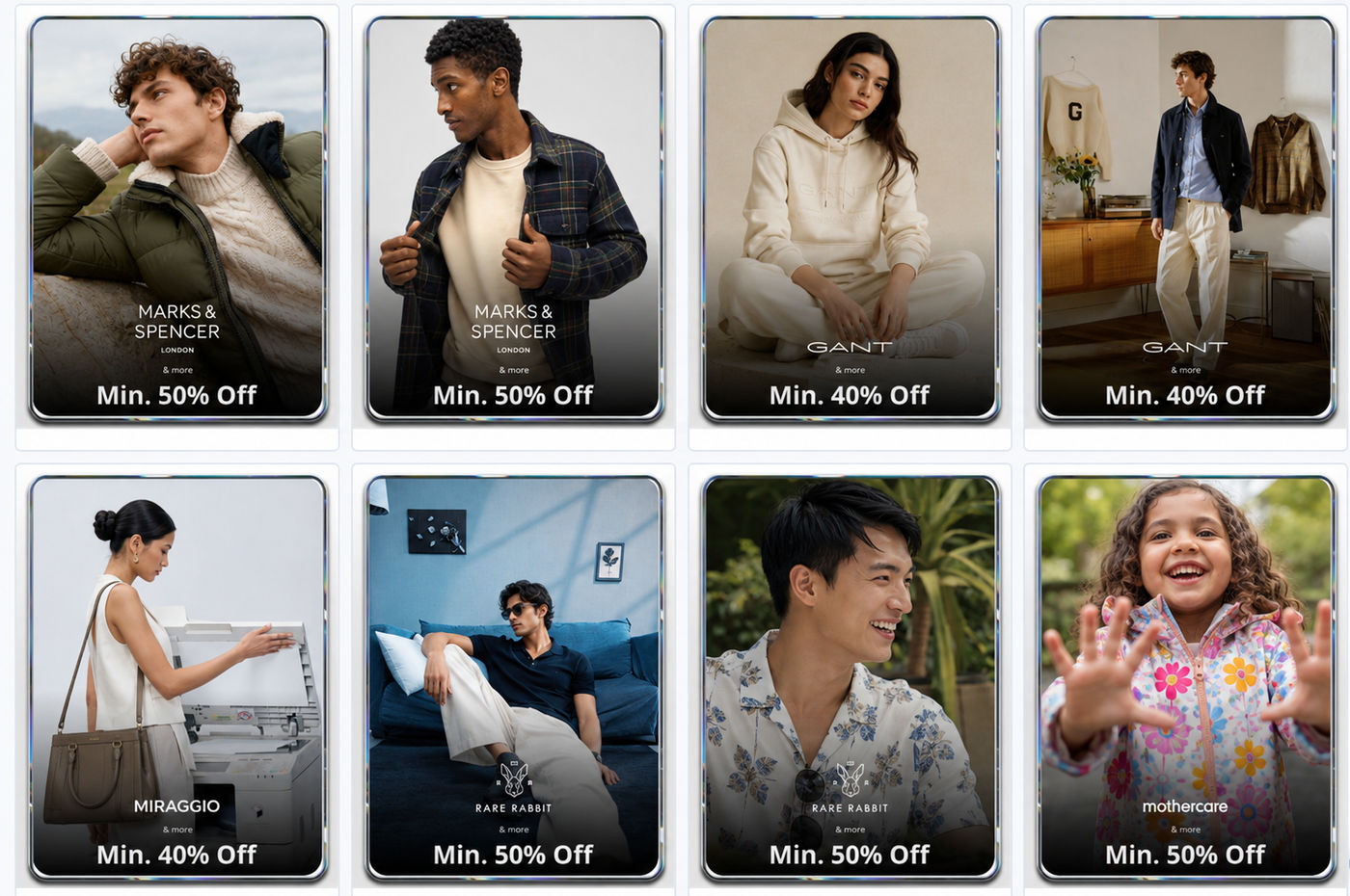 Banners with different products and brands created using the same template. Disclaimer: The banners shown above were created using ImageKit's Creative Automation feature for illustrative purposes only. They do not imply any partnership, endorsement, or affiliation with the brands featured.