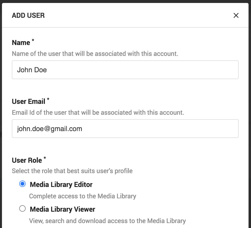 Creating a new user for accessing the Media Library