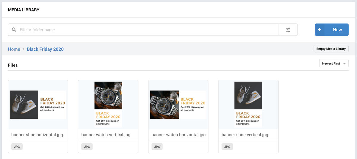 Exported banners organized in a single folder "Black Friday 2020"