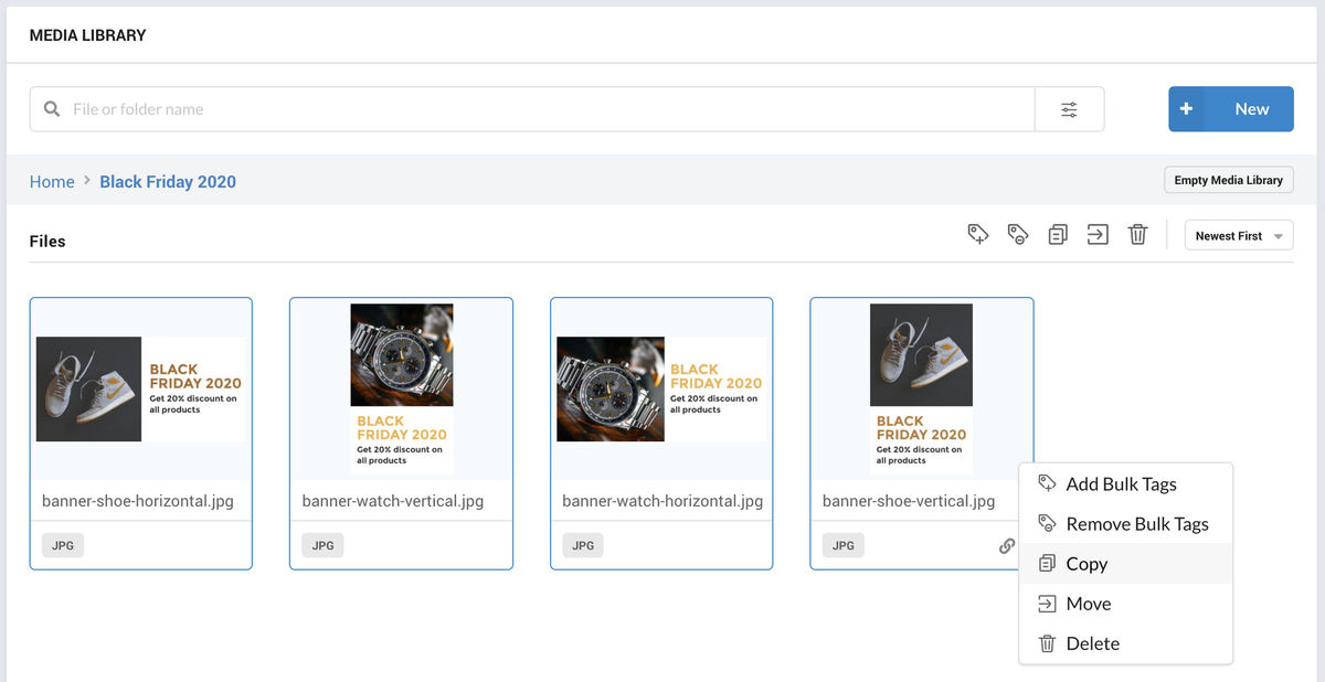 Copy, Move and other bulk operations to manage your images in the ImageKit media library