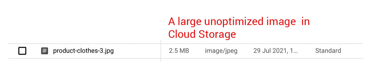 We will optimize this image in Cloud Storage with ImageKit