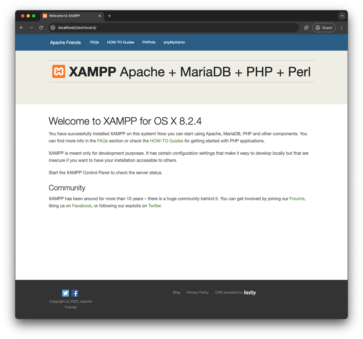 XAMPP default homepage