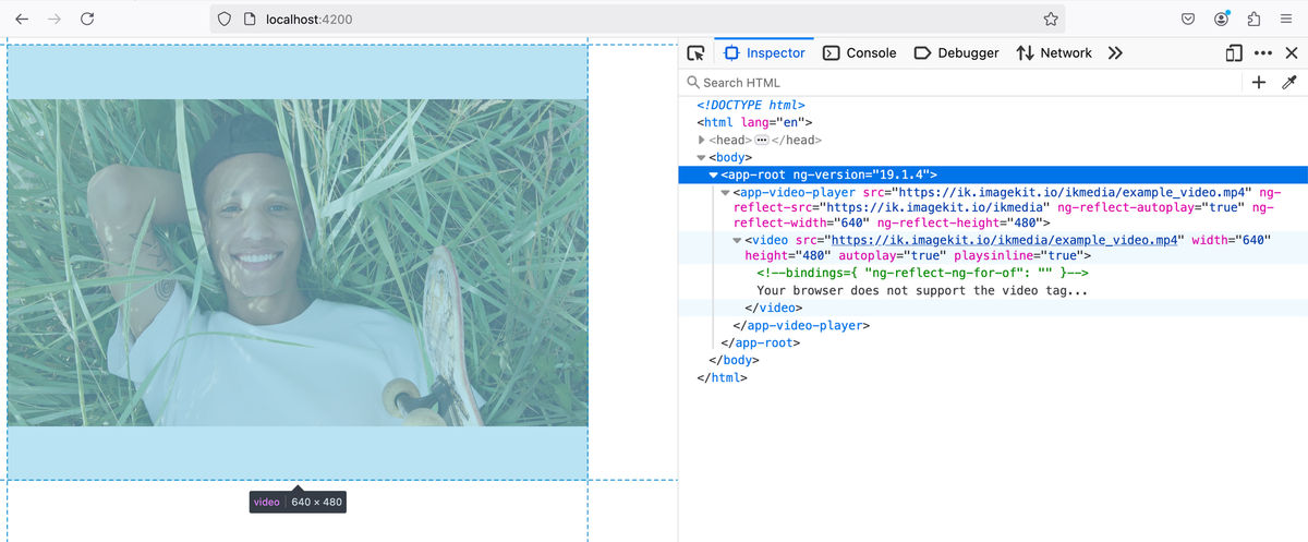 Video player with defined width and height (640x480).