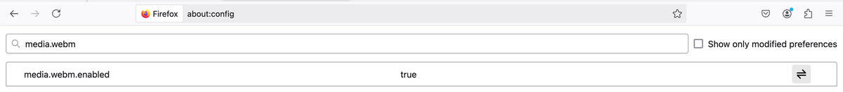 Enable media.webm in Firefox browser's config.