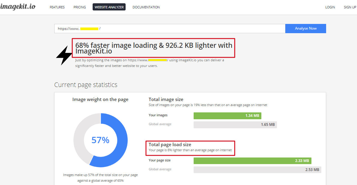 Website Analyzer tests the given URL and lets you know the scope for image optimization.