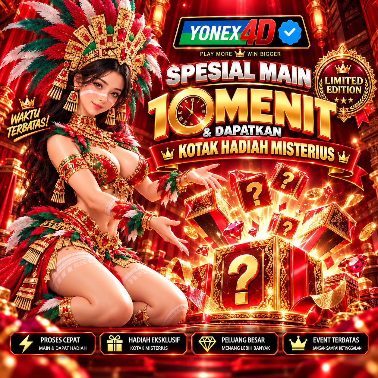 YONEX4D: Spesial Main 10 Menit & Dapatkan Kotak Hadiah Misterius by Hey siriusly