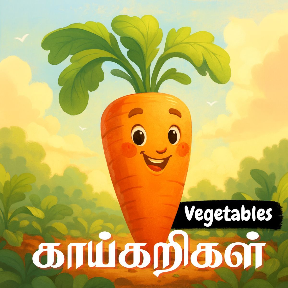 Lesson thumbnail for Tamil domestic animals with a rooster illustration for kids