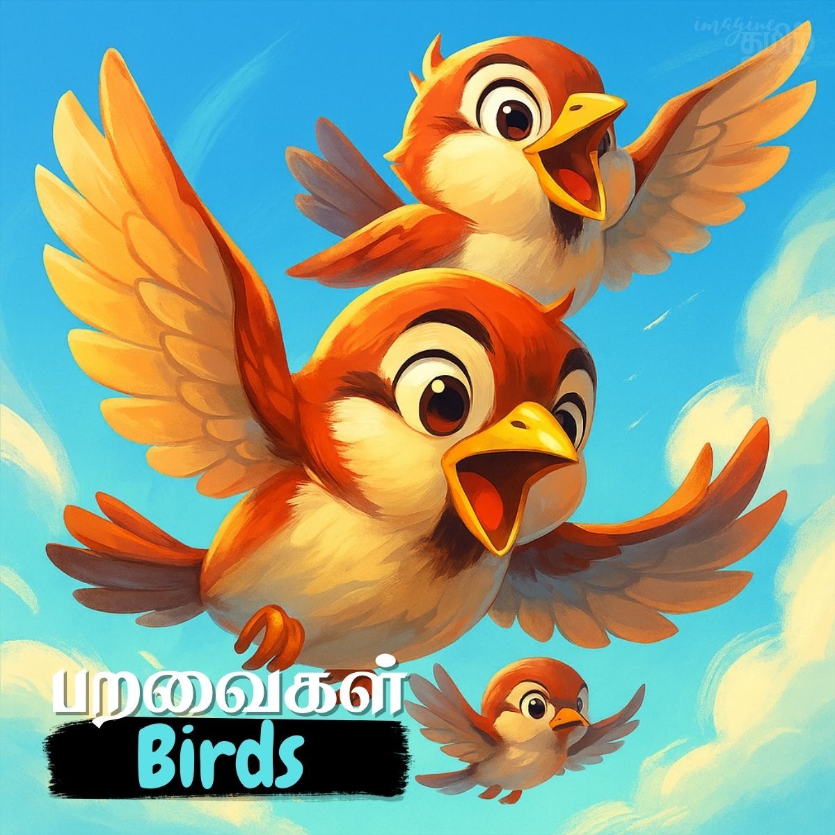 Lesson thumbnail for Tamil domestic animals with a rooster illustration for kids