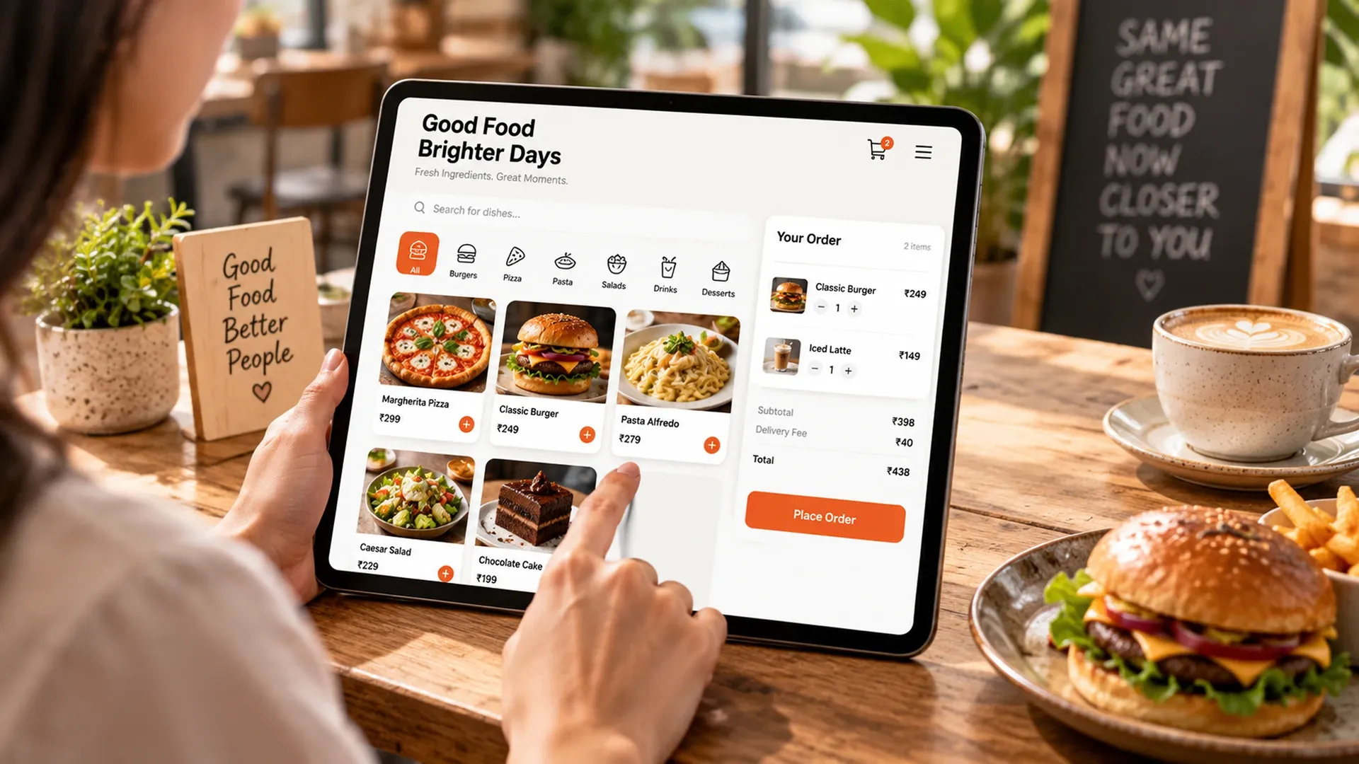 Customer Placing A Food Order On A Restaurants Mobile Ordering App